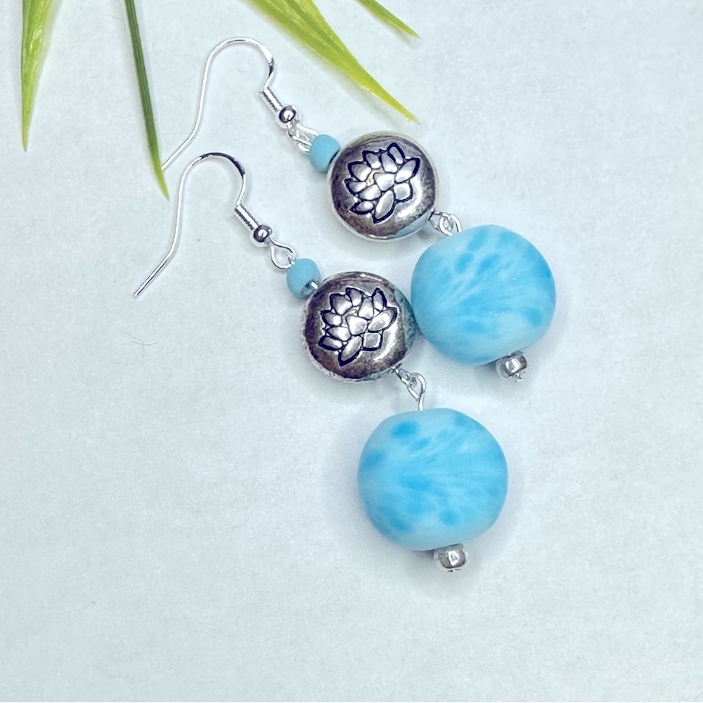 3/$25 Lotus Blue Silver Earrings